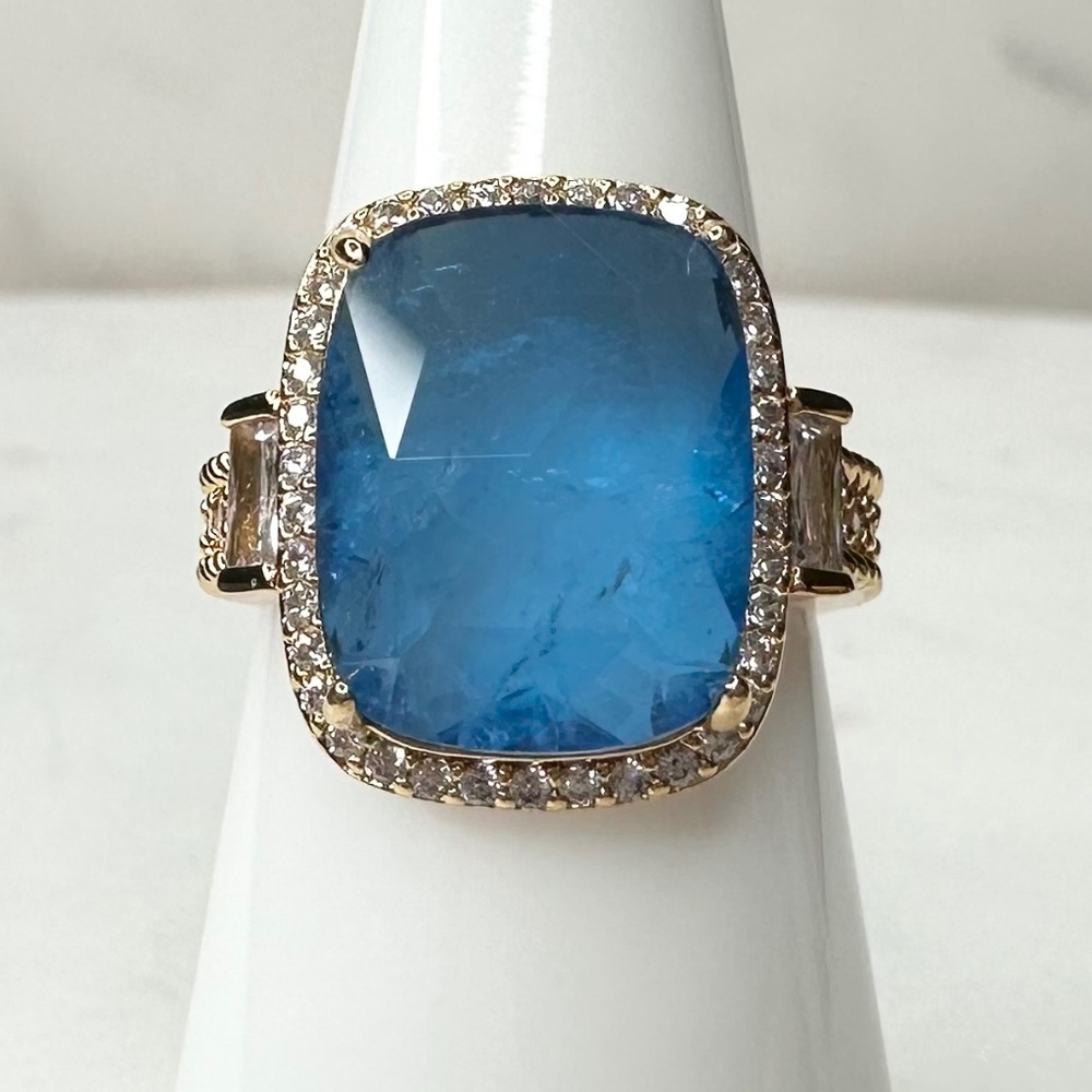 Bomb Party Resort Wear Seaside Statement Blue Lace Agate Ring RG60252 NWT Size 8